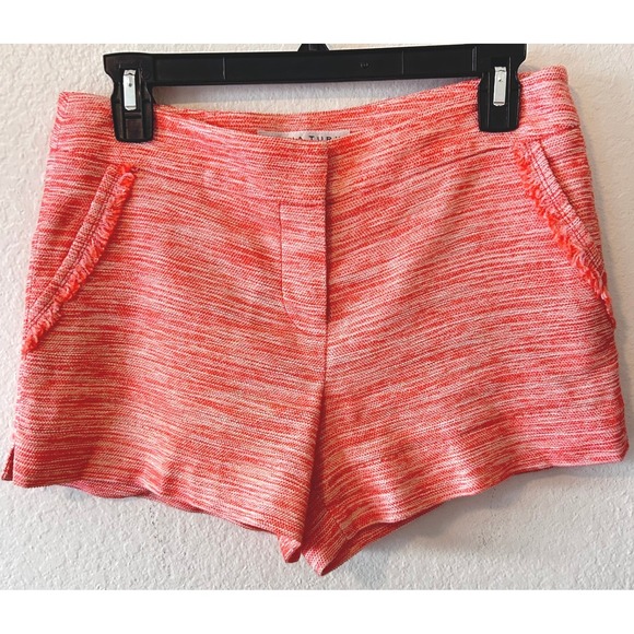 Trina Turk Pants - Trina Turk Coral Preppy Resortwear Tweed Fringe Pocket Shorts SZ 2‎ Linen Blend